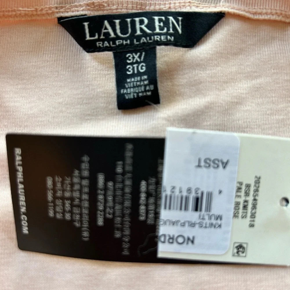 LAUREN RALPH LAUREN light pink top Sz 3X NWT